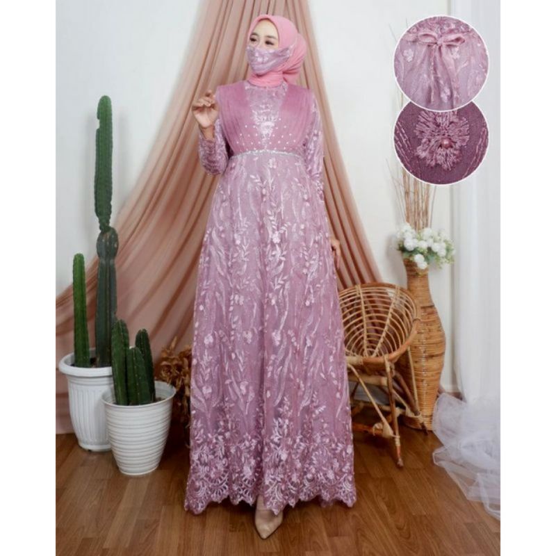 GAMIS BRUKAT TILE MUTIARA/GAMIS MODERN