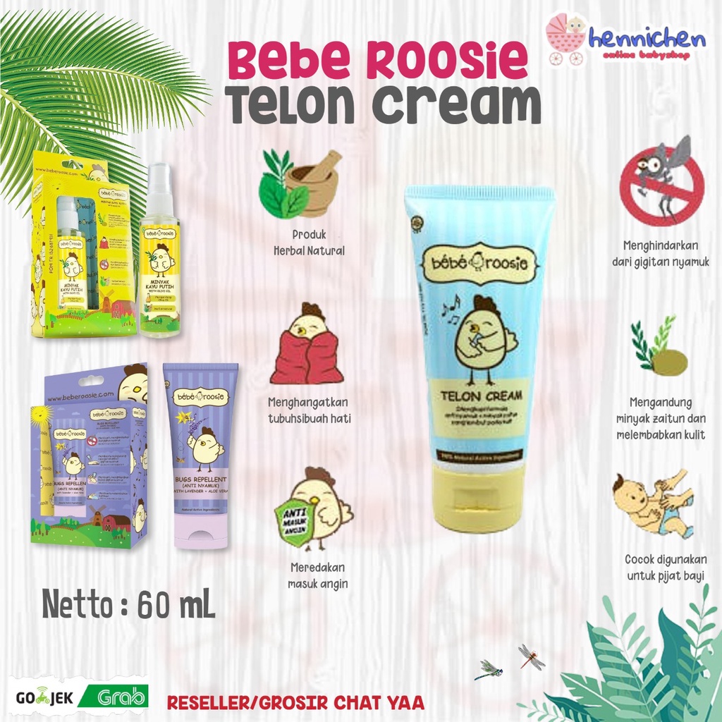 TERLENGKAP Bebe Roosie Telon Cream 60gr Kuning / Ungu / Spray