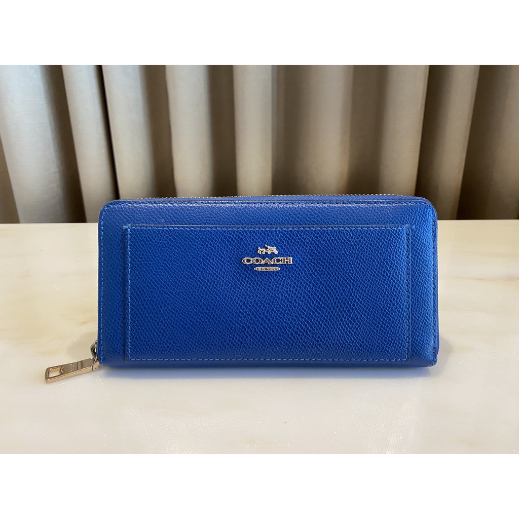 Authentic Ori Coach Zip Accordion Wallet Women Navy Blue Leather/ Dompet Biru Tua Wanita Kulit