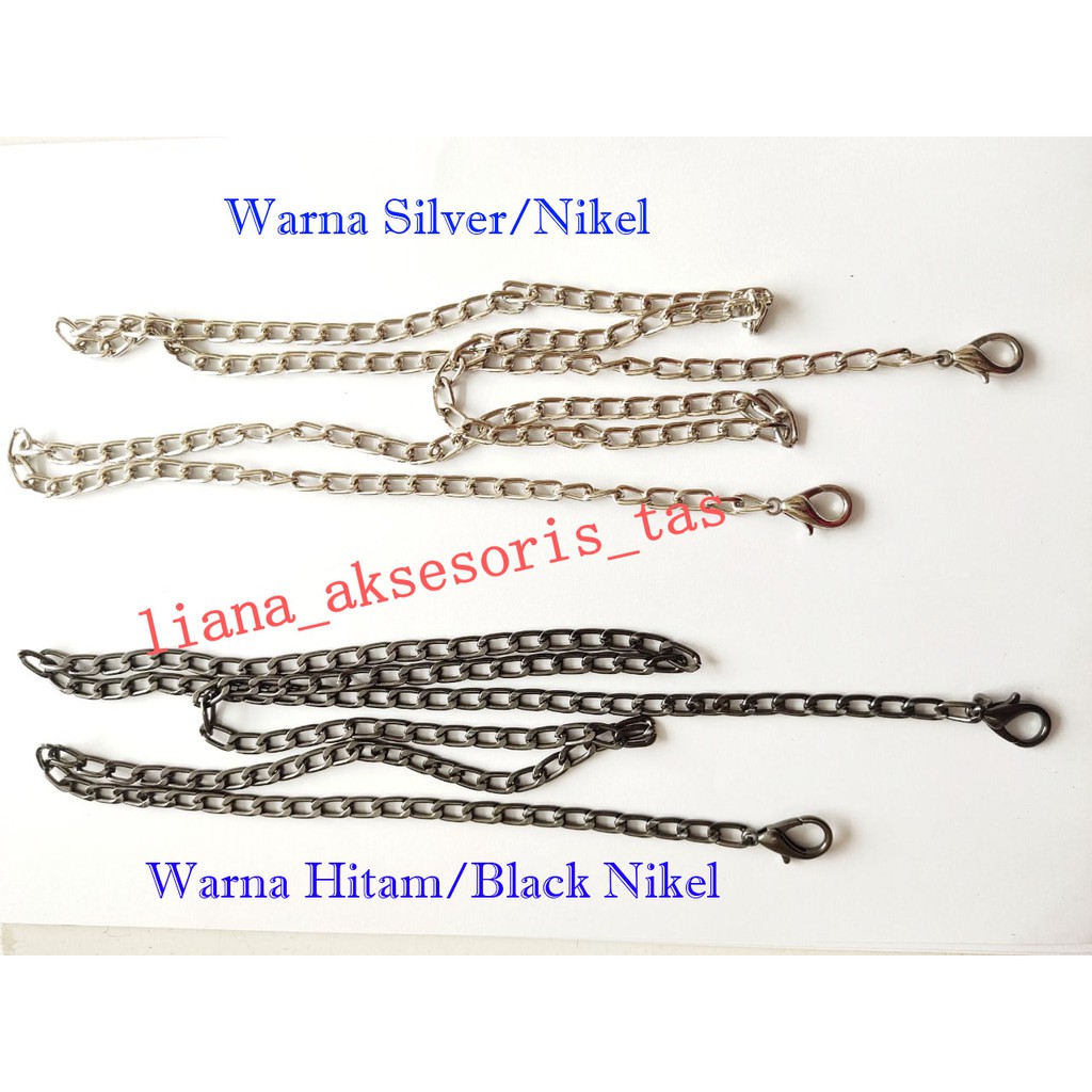 TALI TAS RANTAI TAS WANITA WARNA SILVER, LIGHT GOLD DAN BLACK NIKEL JUAL PER RANTAI AKSESORIS TAS