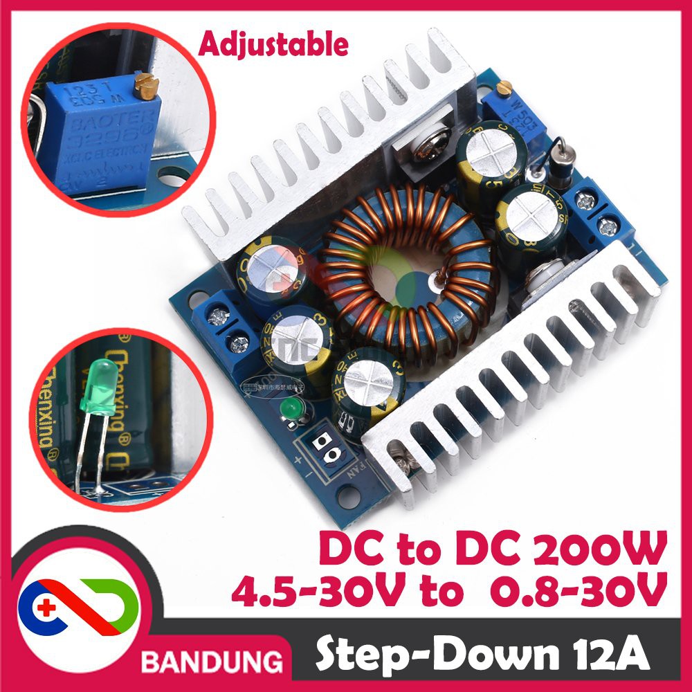 DC-DC BUCK STEP DOWN ADJUSTABLE CONVENTER POWER SUPPLY 12A 200W MODULE