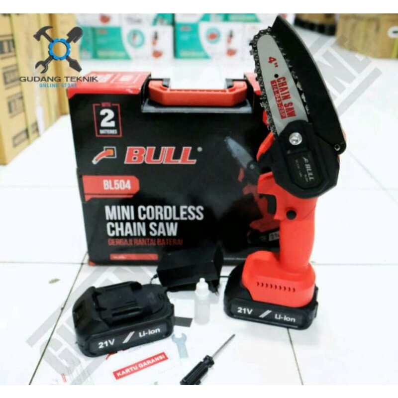 Bull BL 504 / Mini Cordless Chainsaw BULL BL504 - Gergaji Rantai Baterai BULL / Gergaji rantai elekt