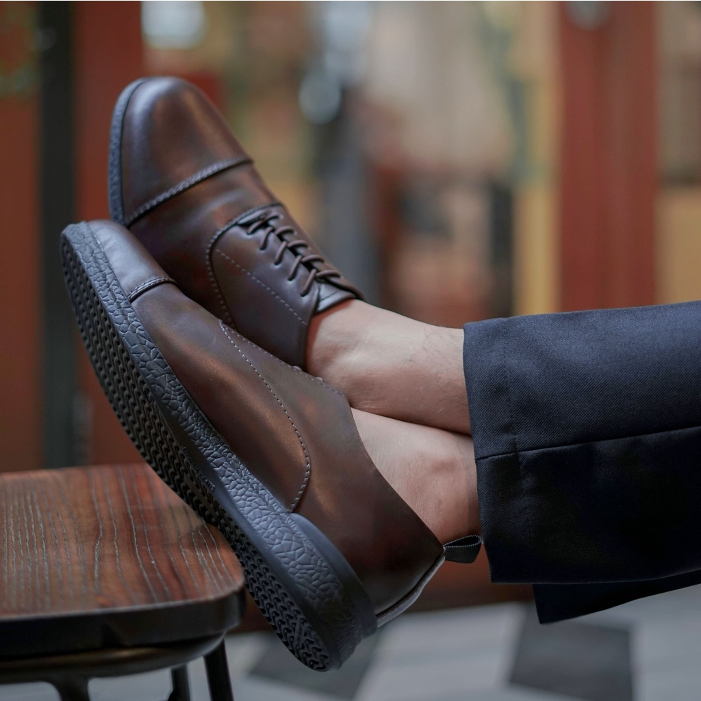 OXFORD 3.0 BROWN (Kulit Asli) - Sepatu Formal Pria Pantofel Pria Kulit Asli Casual Kerja Kantor Kuliah Pantopel Hitam Tali Kasual Original