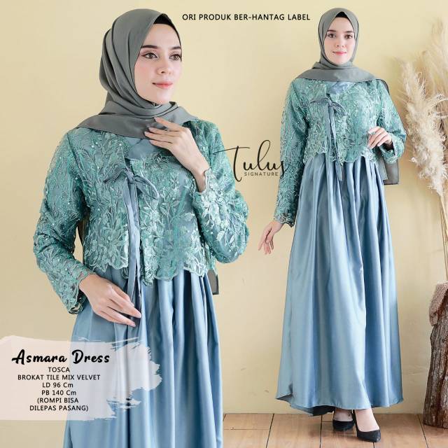 Asmara Dress Velvet mix Tile by Tulus