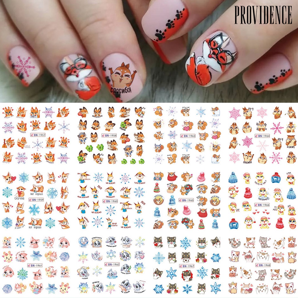 Providence Nail Sticker Christmas Patterns Non-Fading Ultra Thin Xmas Snow Flake Glitter Nails Art Sticker for Female