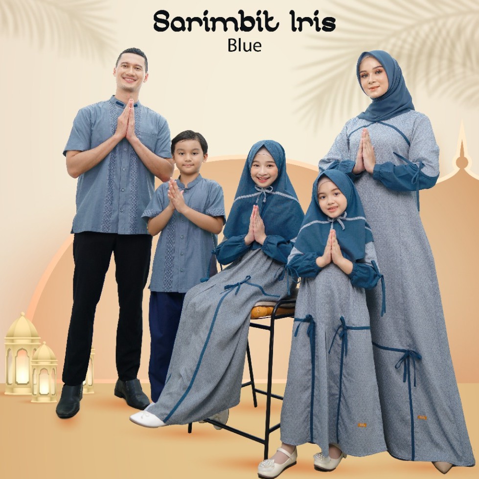 Sarimbit Gamis Koko Nibras Iris Biru Bahan Casanova Sarimbit Keluarga 2021