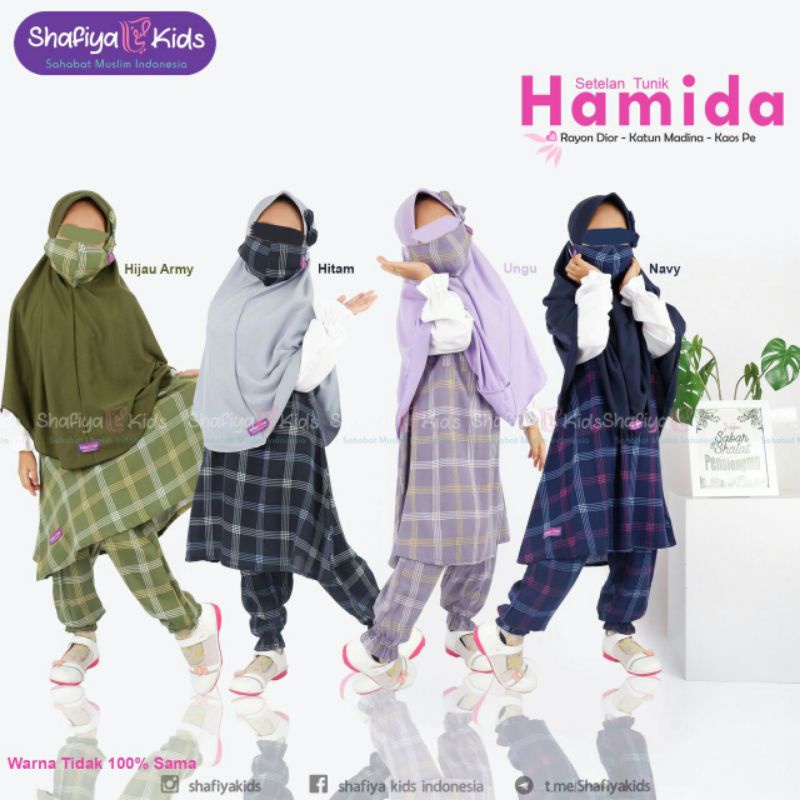 Setelan Tunik Anak Perempuan 4 - 9 Tahun Setelan Muslim Anak Terlaris Hijab Baju Dan Celana Hamida S