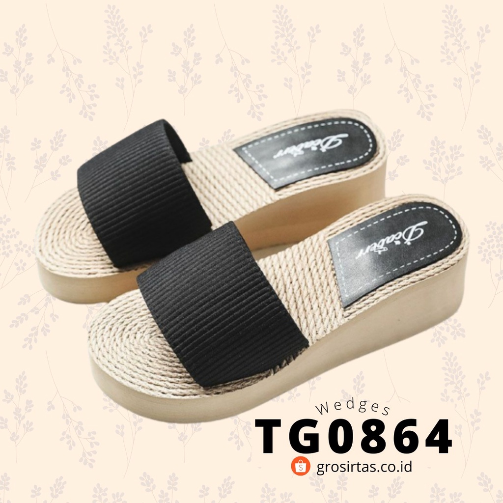 GROSIRTAS TG0864 Sandal Wedges Wanita Import Spons Fashion Kekinian