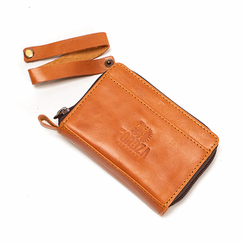 Dompet Kartu Kulit Asli Card Holder Pendek Resleting Owallet Tali Fashion Original Fordza