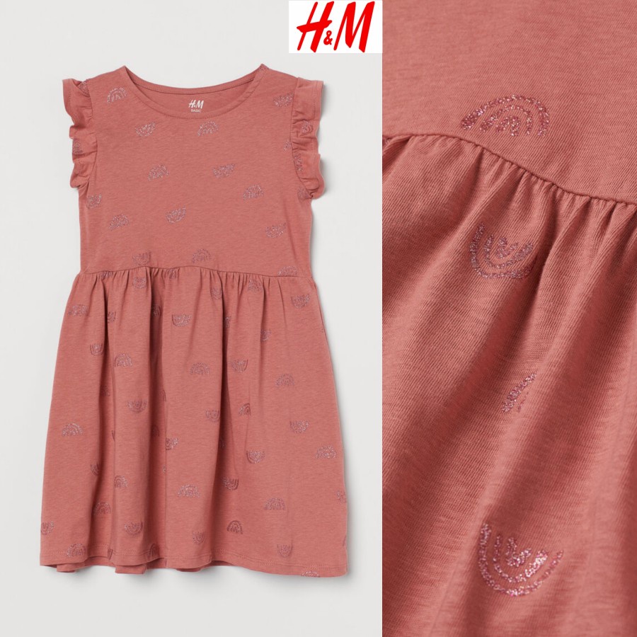 Dress Anak Perempuan Organic Cotton H&M Rose Gold Rainbow