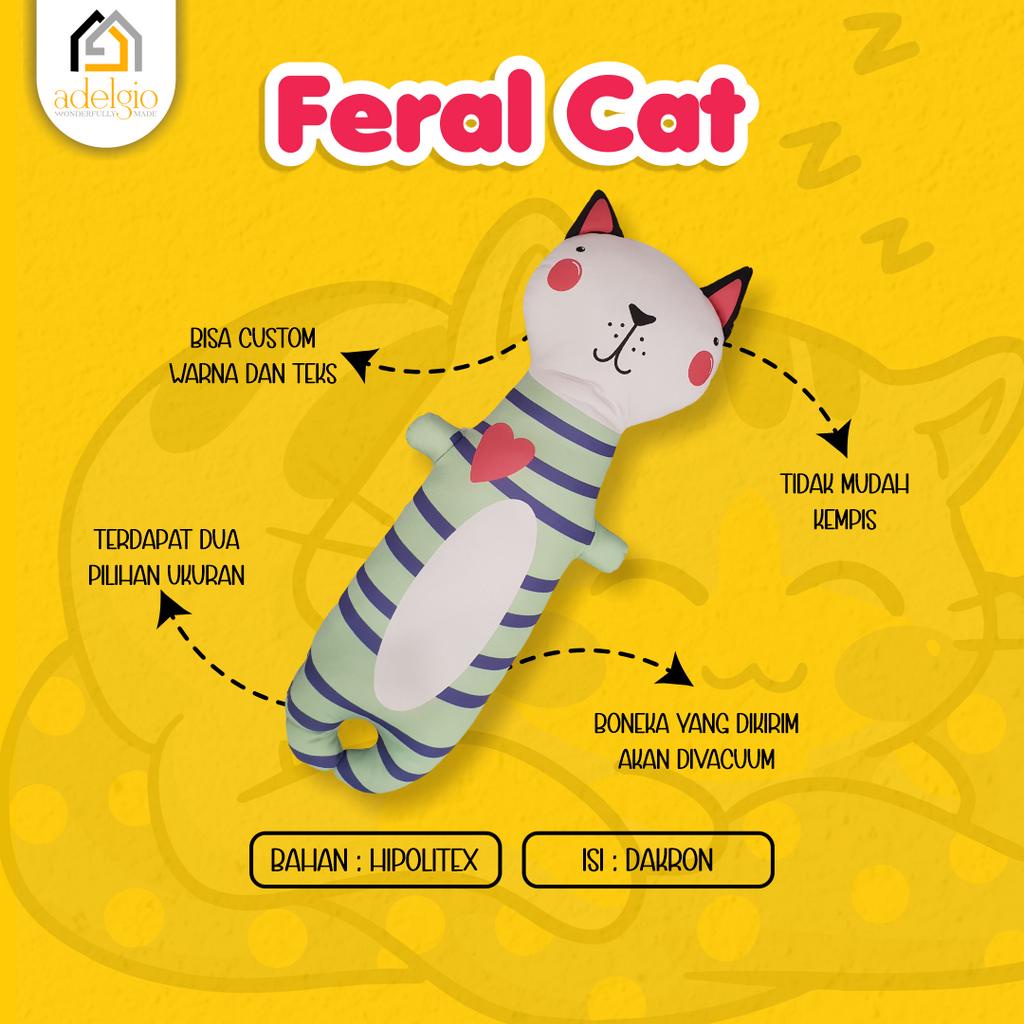 Boneka Guling Feral Cat Stuffed Animal Mainan Bayi Anak Dewasa Pillow Doll Custom Nama Kado Gift Hadiah Birthday