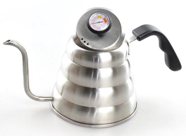 Teko Leher Angsa Kopi Coffee Maker Pot V60 Drip Kettle Teko Barista 1200ml Thermometer