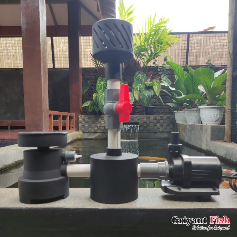 Set Instalasi Kolam Koi Komplit Pompa Low Watt Skimmer Vacuum Drain