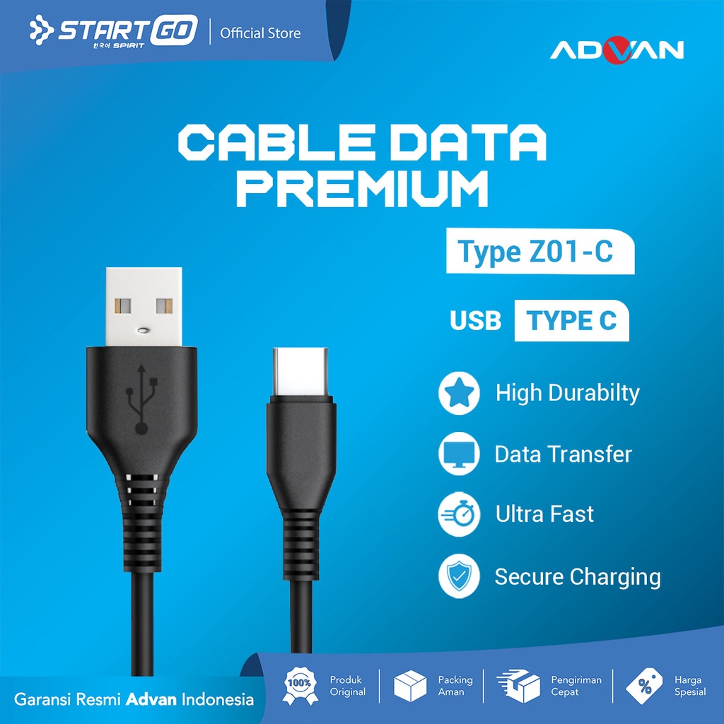 STARTGO Kabel Data Premium Z01-C USB to TYPE C 1m 2A Kabel Charger ORIGINAL