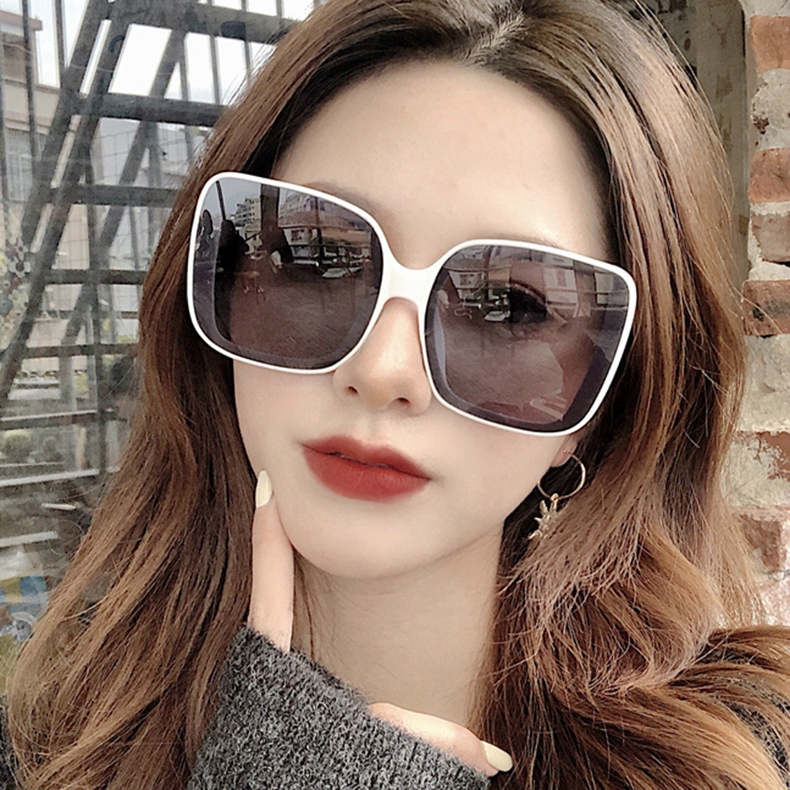 Korean style big box square wild street shooting men's and women's fashion sunglasses with metal hinges