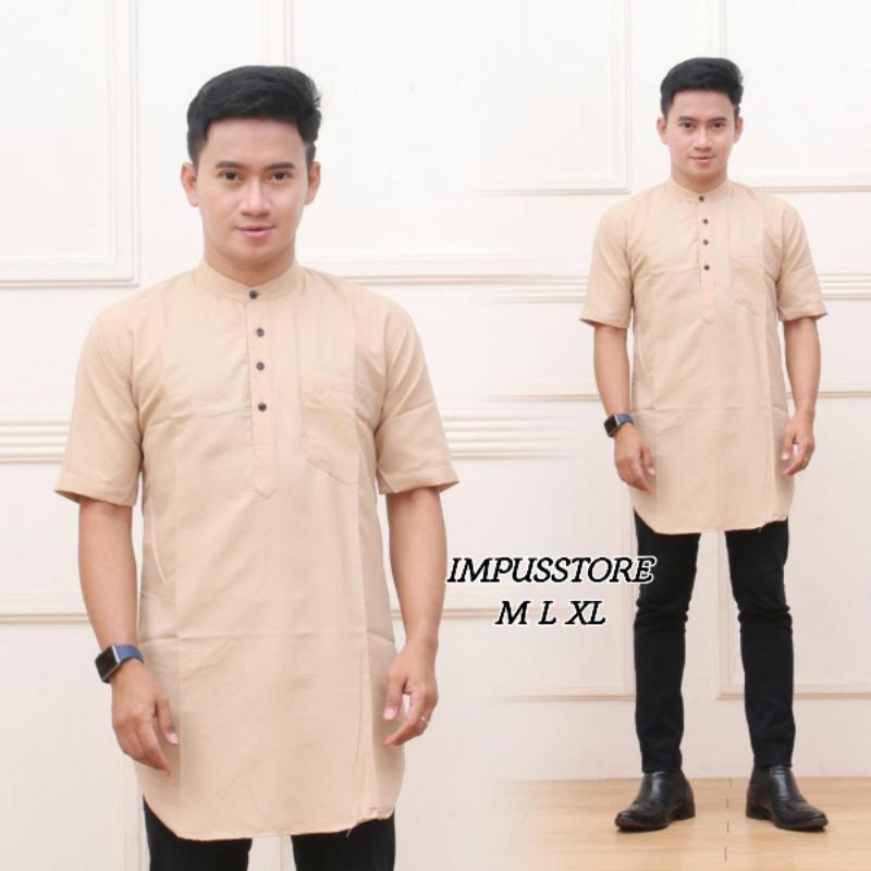 Koko Kurta Lengan Pendek Matt Katun  Adem Tebal Terlaris Ready Panjang Juga Ada by Impusstore