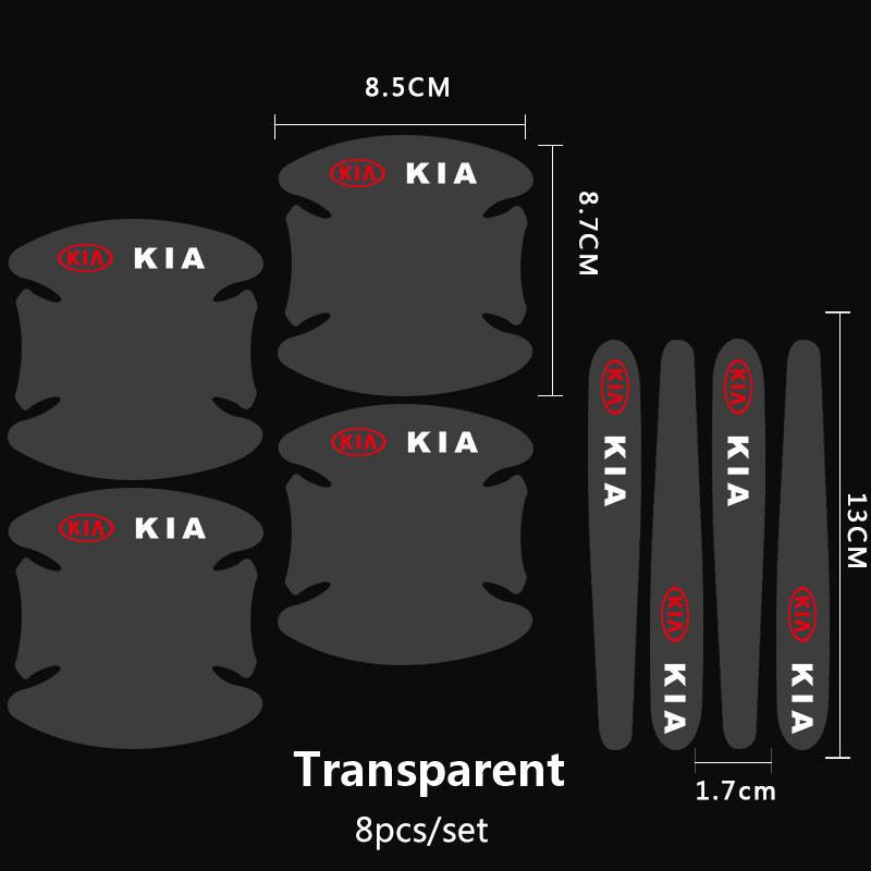 8Pcs KIA Logo Serat Karbon Menangani Perlindungan Film For KIA Forte Spectra Mbang Sportage Picanto RIO