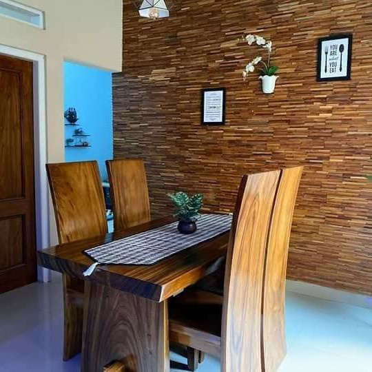set meja makan kayu utuh