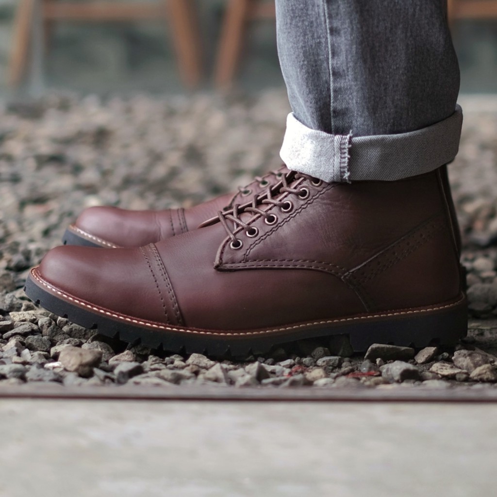 Acoustic Brown | Sepatu Kulit Asli Safety Boot Vintage Klasik Besi Original Footwear | FORIND x Reyl