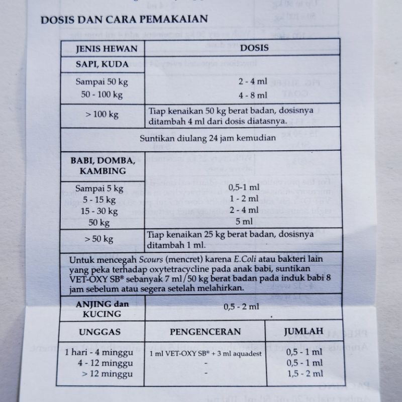 ady78 Vet Oxy SB 50 ML - Obat Hen Ternak Sapi Kambing Kucing Anjing