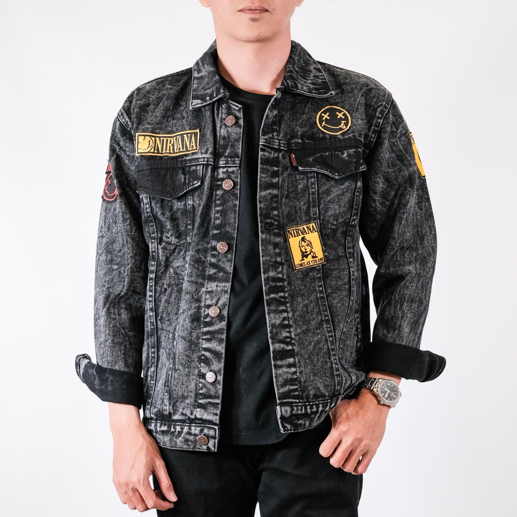 Jaket Jeans Bordir Pria Best Seller / Jaket Jeans Printing Bordir Emblem