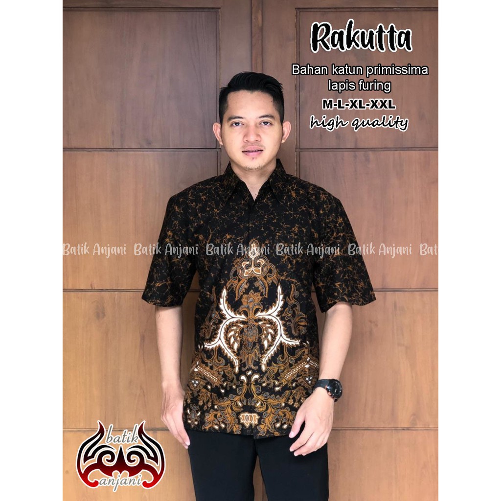 Rakutta ORI ANJANI Kemeja batik lengan pendek fashion pria batik solo