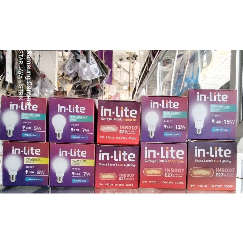 LED Bulb in-Lite 5,7,9,11,15 Watt INB007 Galaxy Series Putih (6500K) / Kuning (3000K)