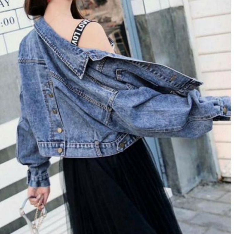 (PROMO)Jaket Jeans Crop Keren Terbaru