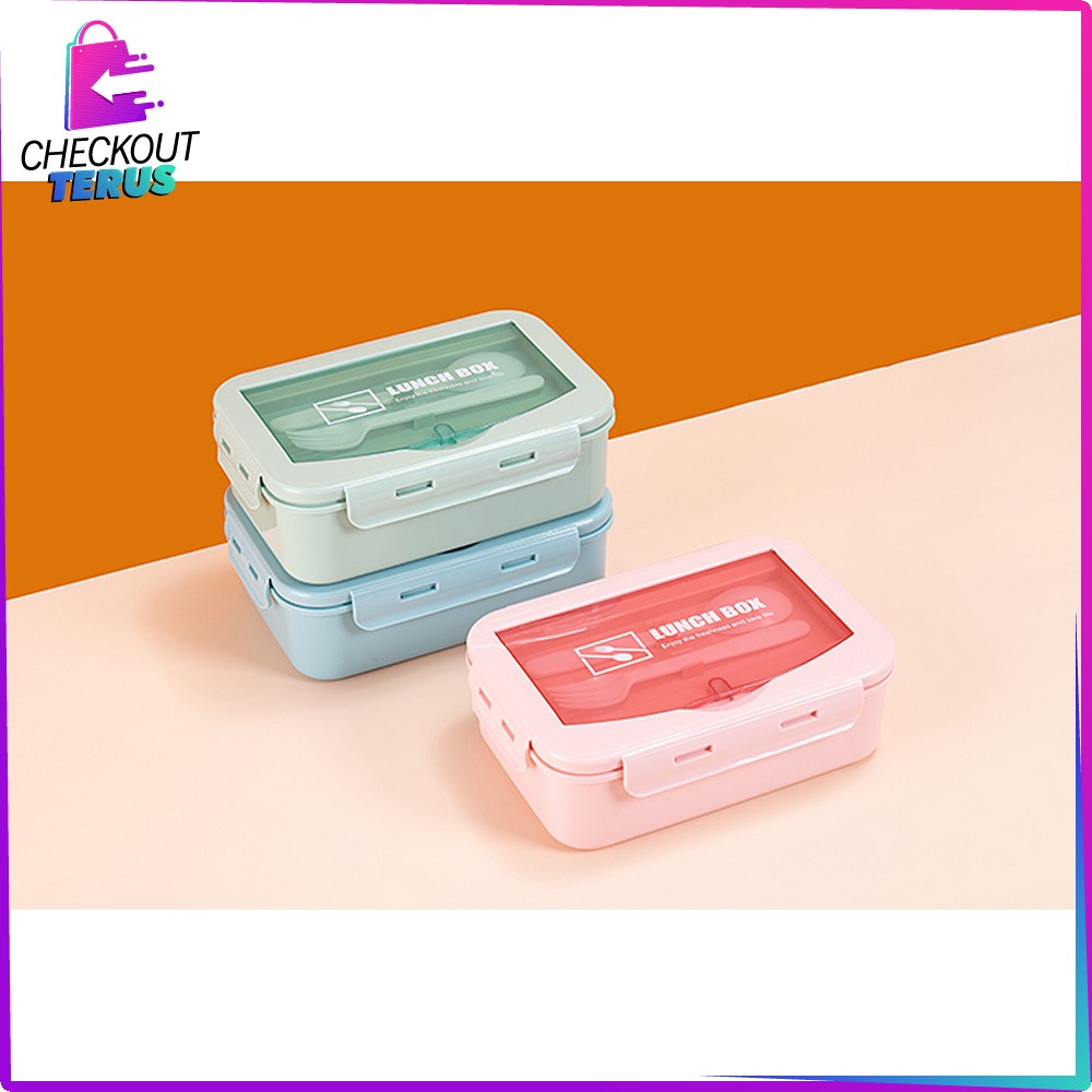 CT C450 Tempat Makan Dengan Sendok Food Grade Lunch Box Set Kotak Bekal Makanan Bento Box Portable