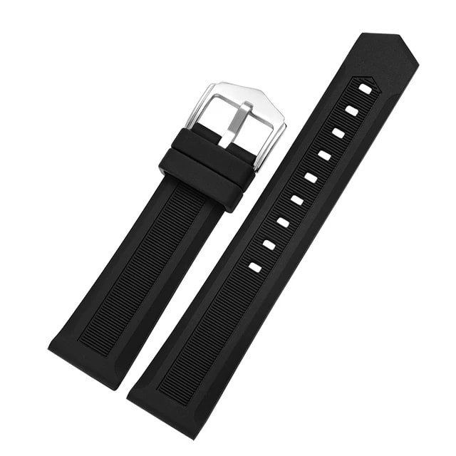 Tali Jam Tangan - Black Silicone Rubber Diver Strap 20mm TR-1002H.