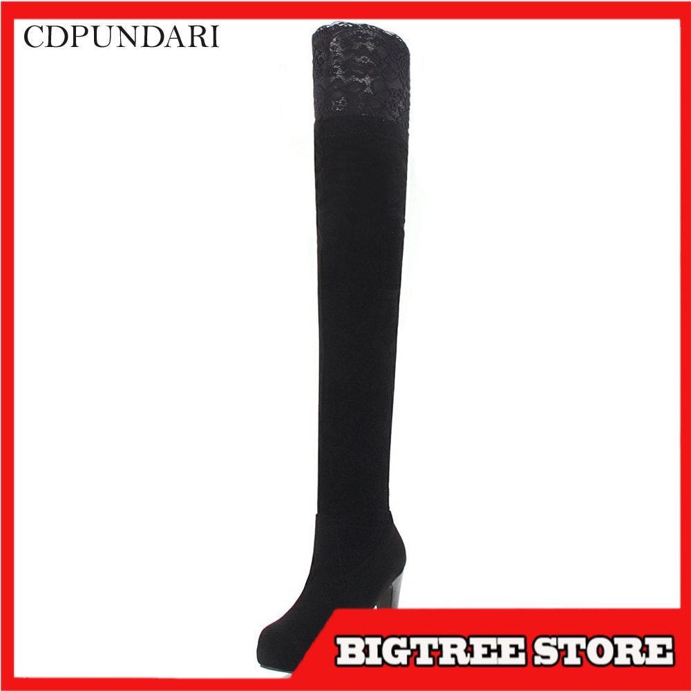 Sepatu Boots Wanita Panjang CDPUNDARI High heels over the knee boots women thigh high boots Winter s