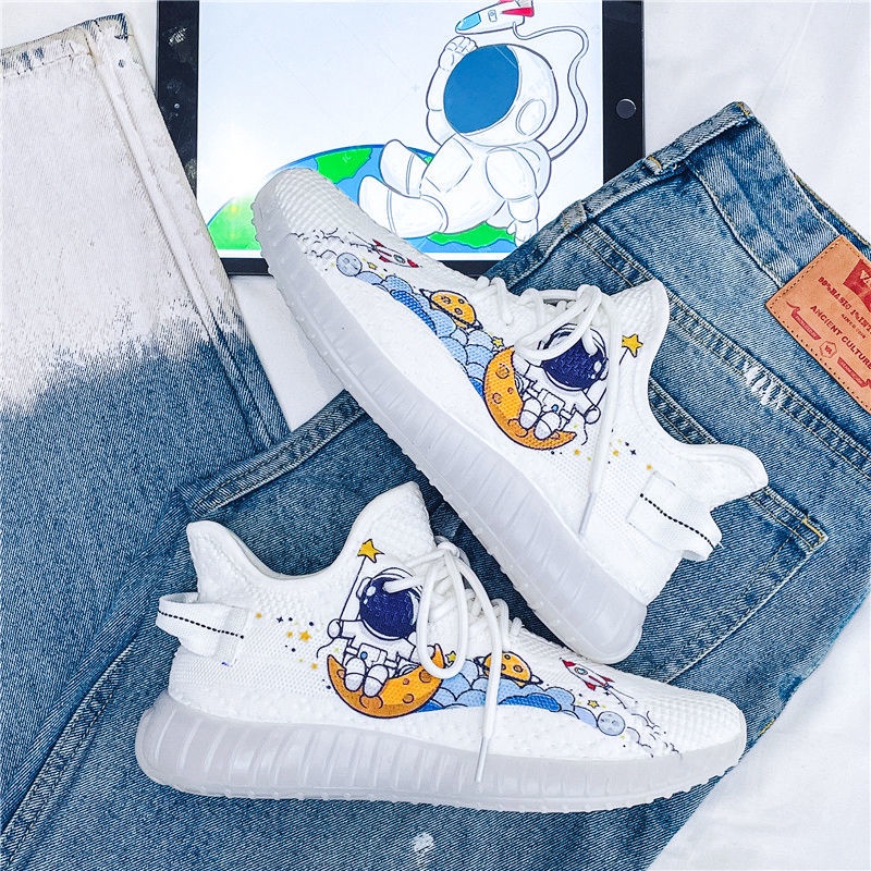 Yeezy 2021 new 350 Happy Planet casual sports shoes small white shoes