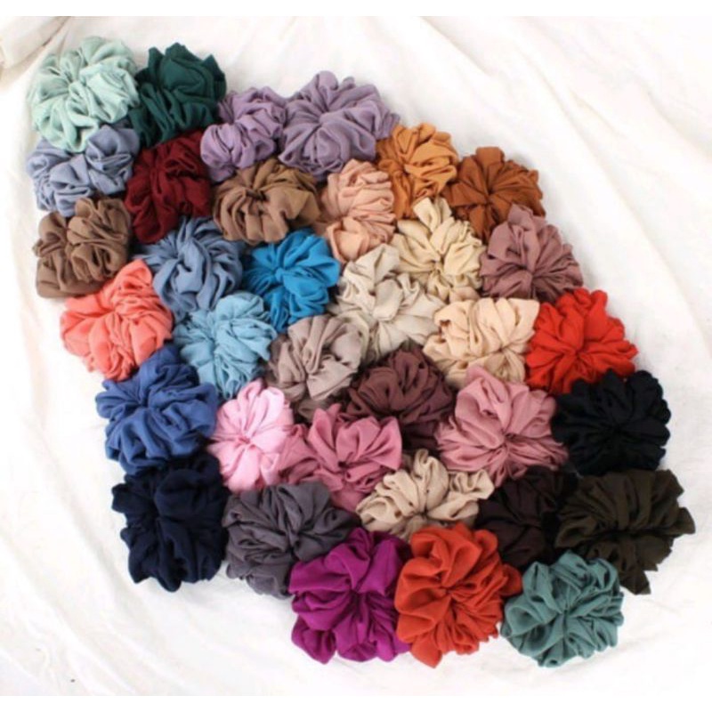 COD Korea Bm Ikat Rambut Wanita Scrunchie Bunga Aksesoris Karet Rambut