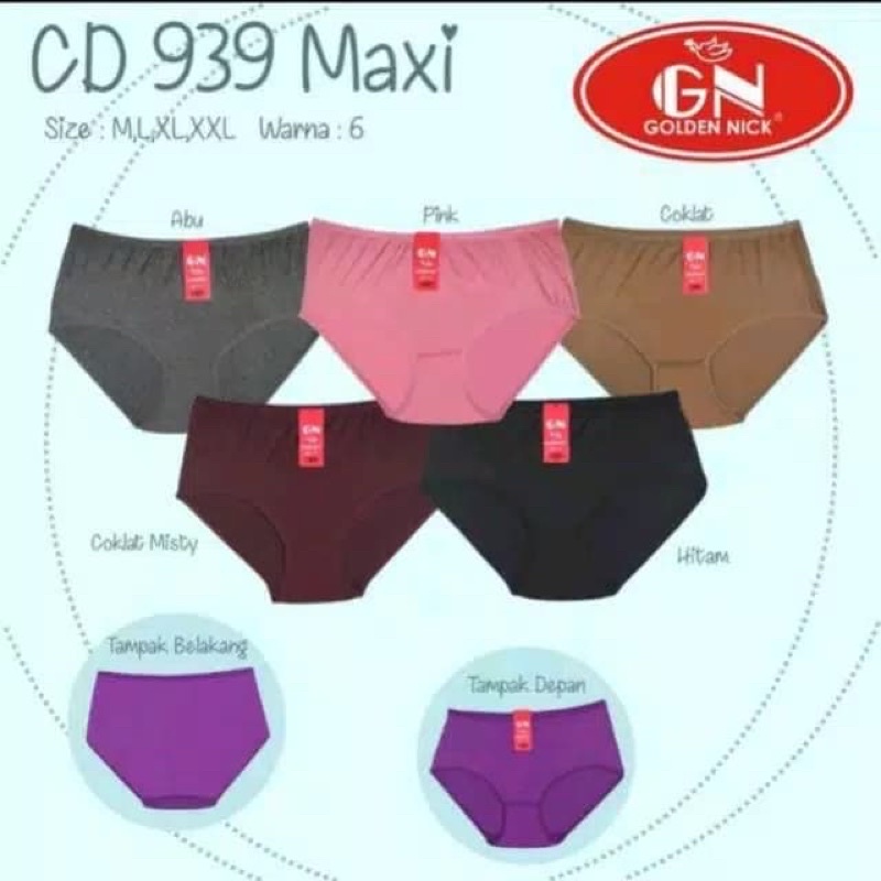 (6pcs) CD perempuan celana dalam cewek golden nick GN 939 gelap termurah