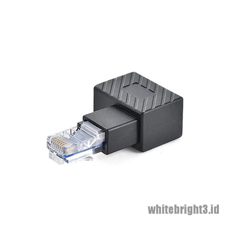 &lt; White3 &gt; Adapter RJ45 Male Ke Female Sudut Kanan / Kiri 90 Derajat 270 Derajat