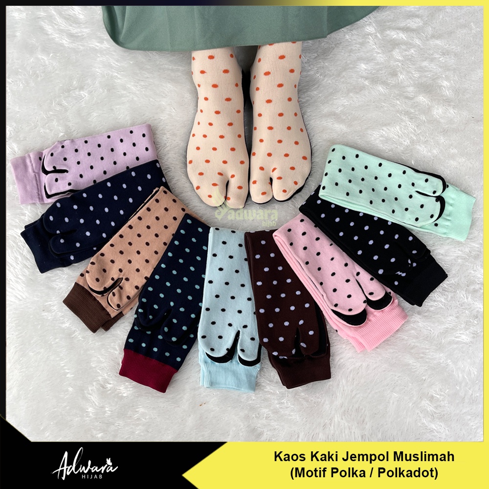 Kaos Kaki Jempol Muslimah Motif Polkadot Polka Tapak Hitam (Panjang dan Tebal)