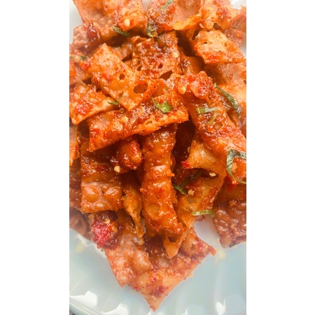 

keripik pangsit pedas manis daun jeruk bumbu basah
