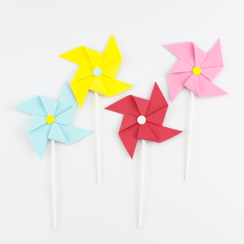 3Pcs/set EVA Rotating Windmill Decorating Cake Topper for Kid Birthday Party Decoration