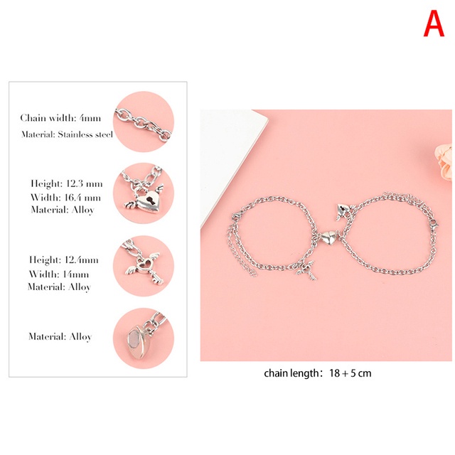 YEEZII Set Gelang Bangle Silver Magnetik Hias Kunci Gembok Hati Gaya Vintage Untuk Wanita