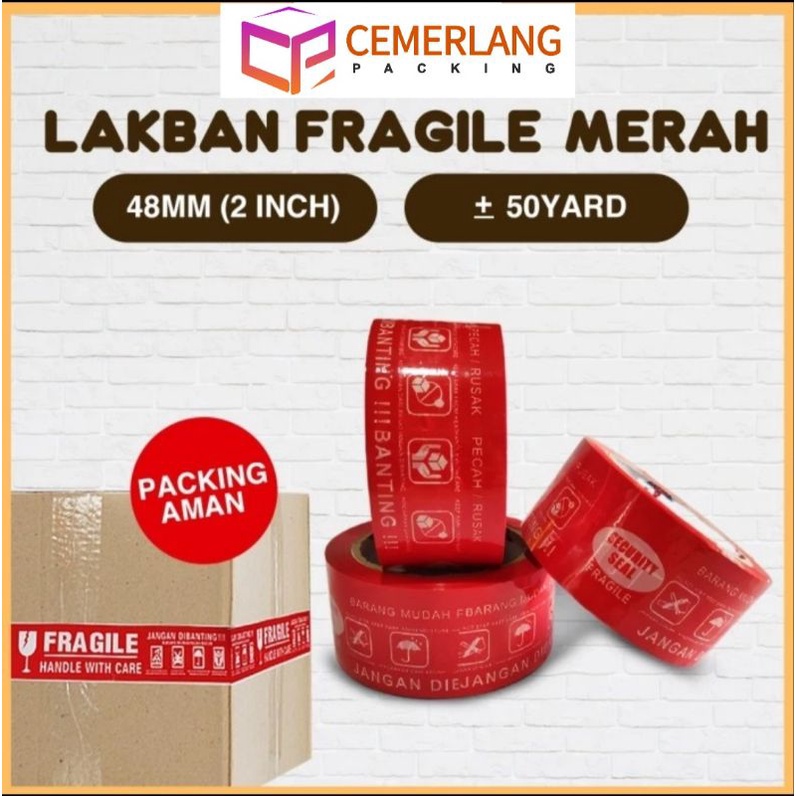 

LAKBAN FRAGILE JANGAN DI BANTING UNBOXING VIDEO 2" 2 in inch inchi MERAH