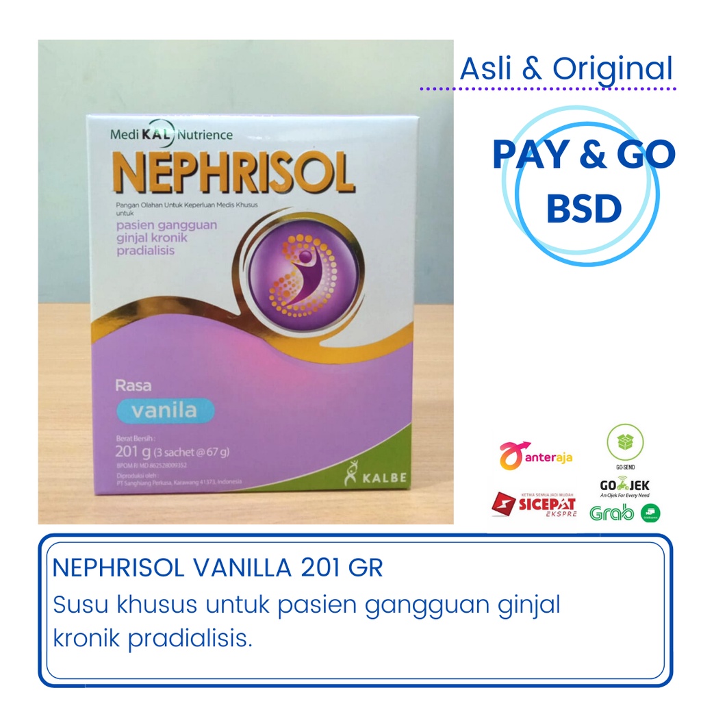 

NEPHRISOL VANILLA VANILA 201 GR (NUTRISI KHUSUS PASIEN GINJAL KRONIK PRADIALISIS)