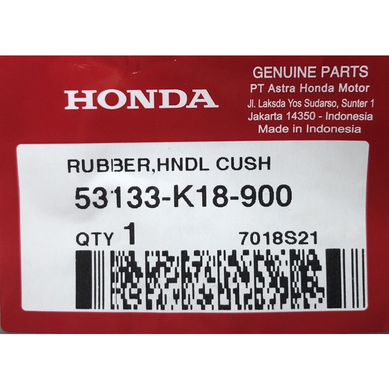 53133-K18-900 53133K18900 Karet Dudukan Stang Riser Stir Kemudi Rubber Raiser Handle CB150R Verza CRF 150 Megapro Monoshock CB 150R Original 53133-K18-900 53133K18900