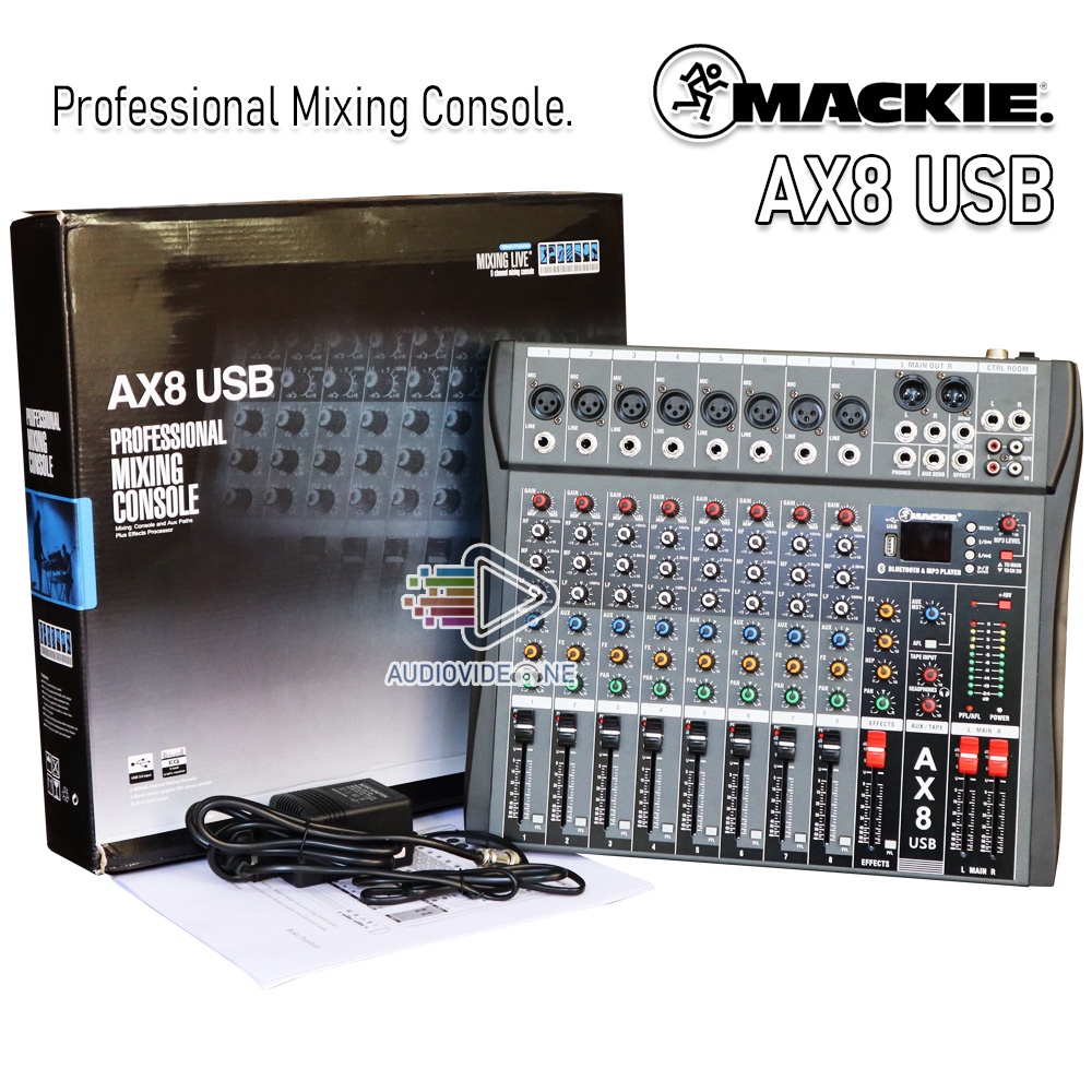 Mixer Mackie AX8 USB Mikser Audio 8 Chanel Bluetooth Bisa Record Mekie AX 8 USB
