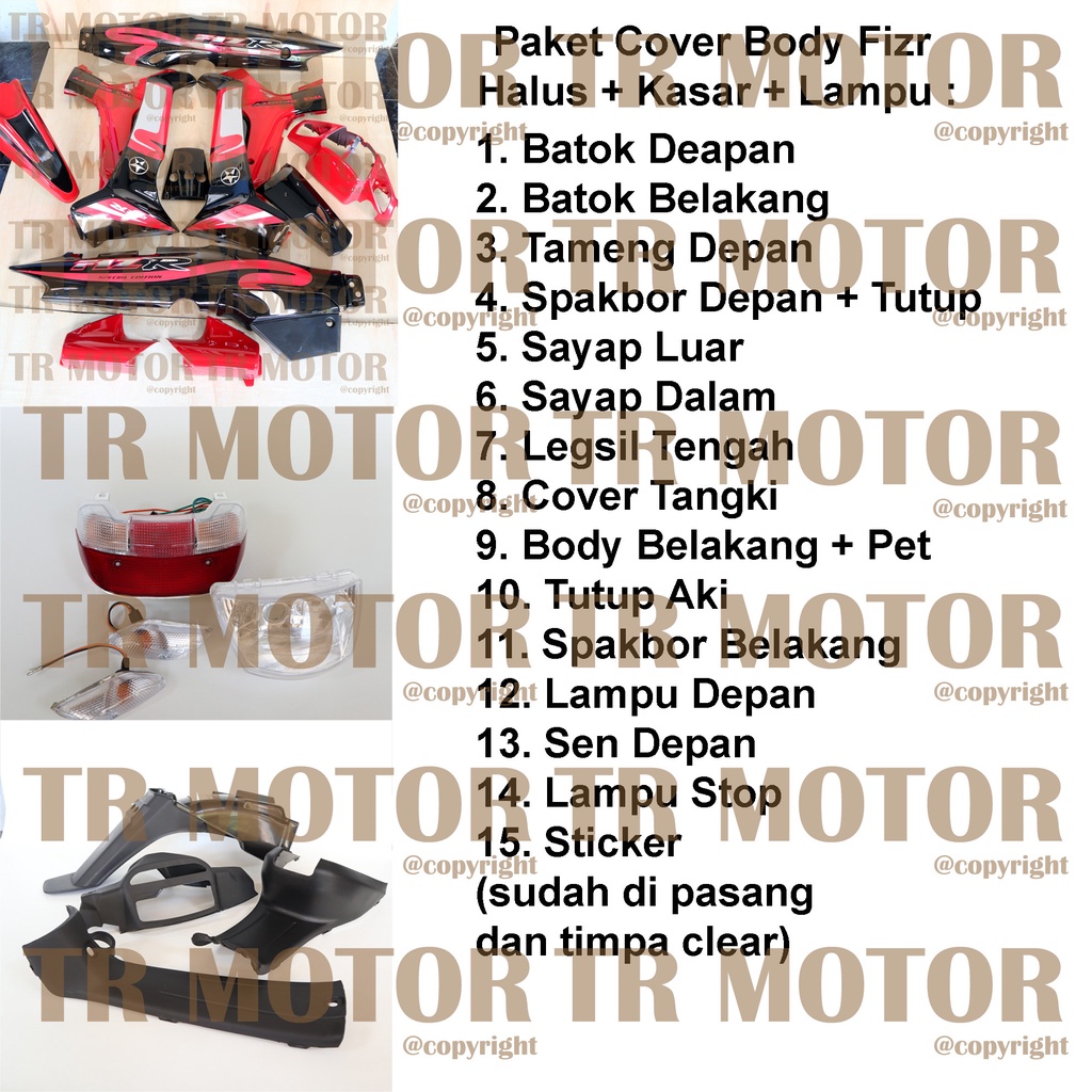Cover Body Fizr F1zr Caltex Merah Hitam Full Set Halus Cover Bodi Yamaha Fiz r