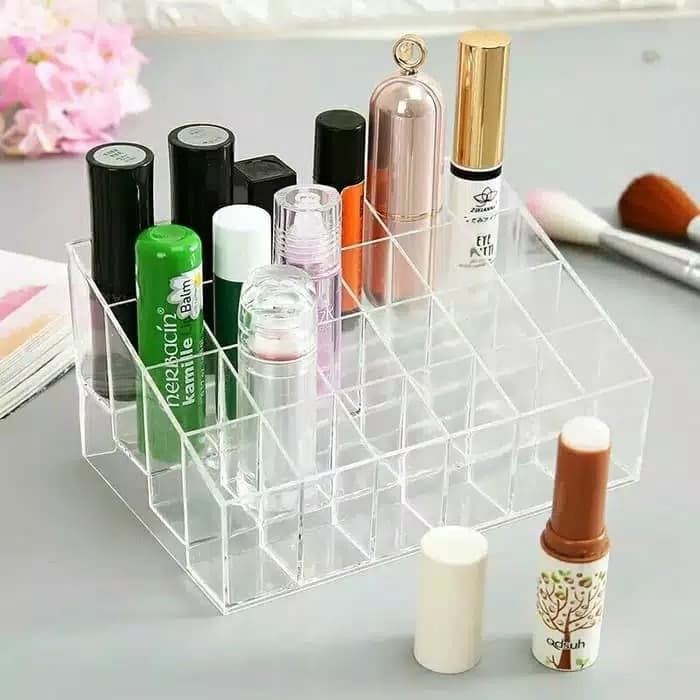 Rak Lipstik 24 slot / Tempat Penyimpanan Lipstick / Make Up Organizer / Rak Kosmetik Lipstik Acrylic 24slot