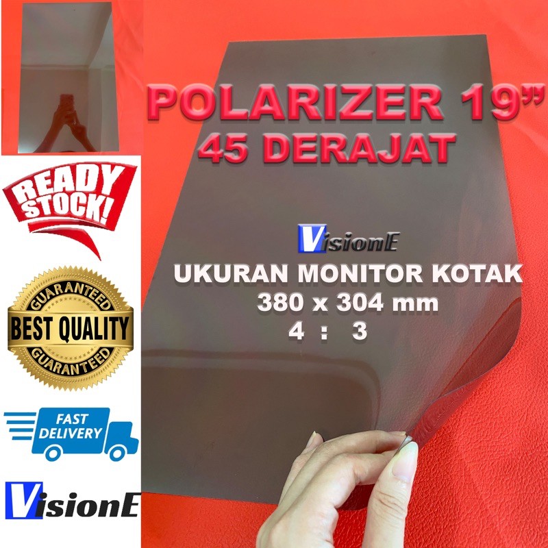 POLARIZER LCD 19 INCH 45 DERAJAT polariser LCD LED 19 Inch 45 derajat dimensi 380*304 MM KOTAK