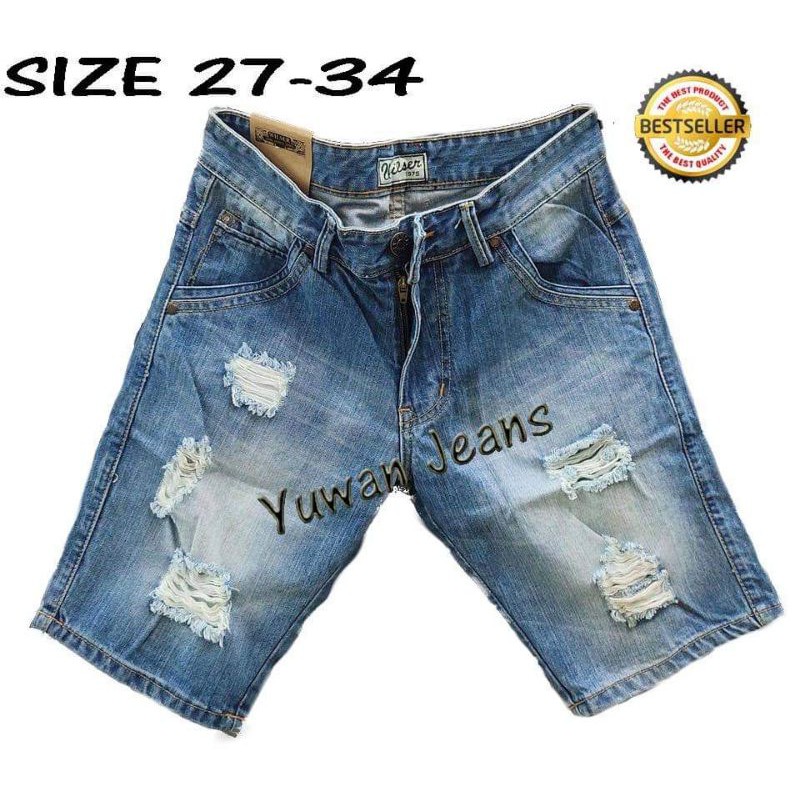 Celana Jeans Pendek Pria ripped Original terbaru // Celana pendek pria sobek lapis Import pria slim