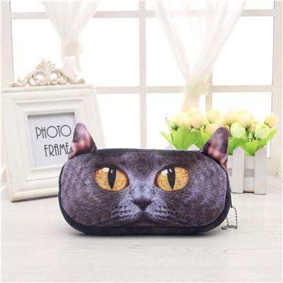 

black scary cat kucing tempat pensil bulu halus / pencil case pouch