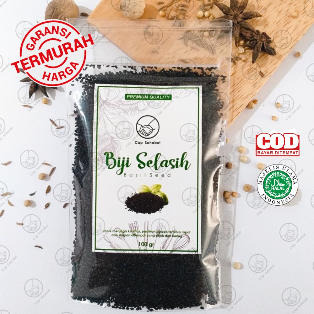 Selasih Asli 100gr / Biji Selasih Murni 100% / Basil Seed / JSR Rempah Kualitas Premium