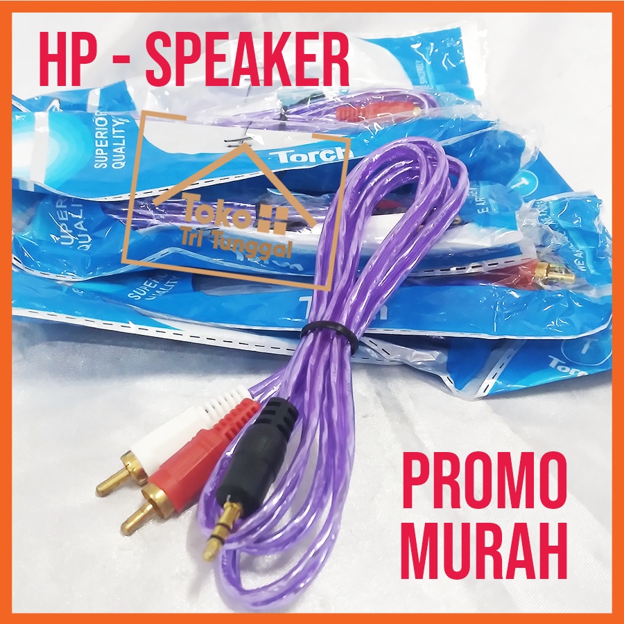 Kabel Audio 1 ke 2 AUX RCA HP ke Salon Speaker Model Transparan 1,5 M